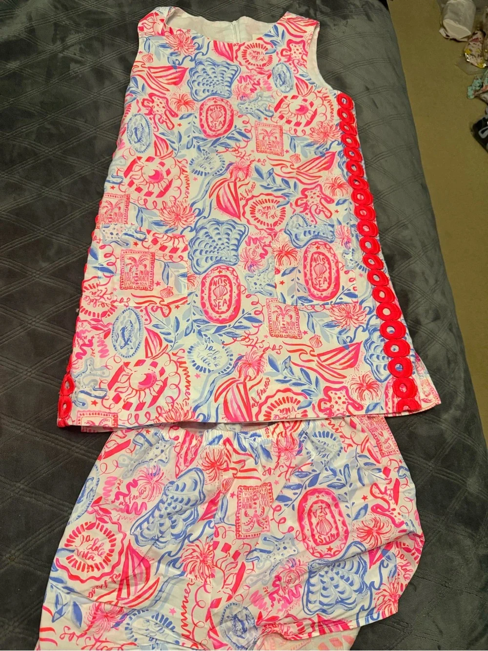 Lilly pulitzer girls Romey set size 14 sun sea sand vguc